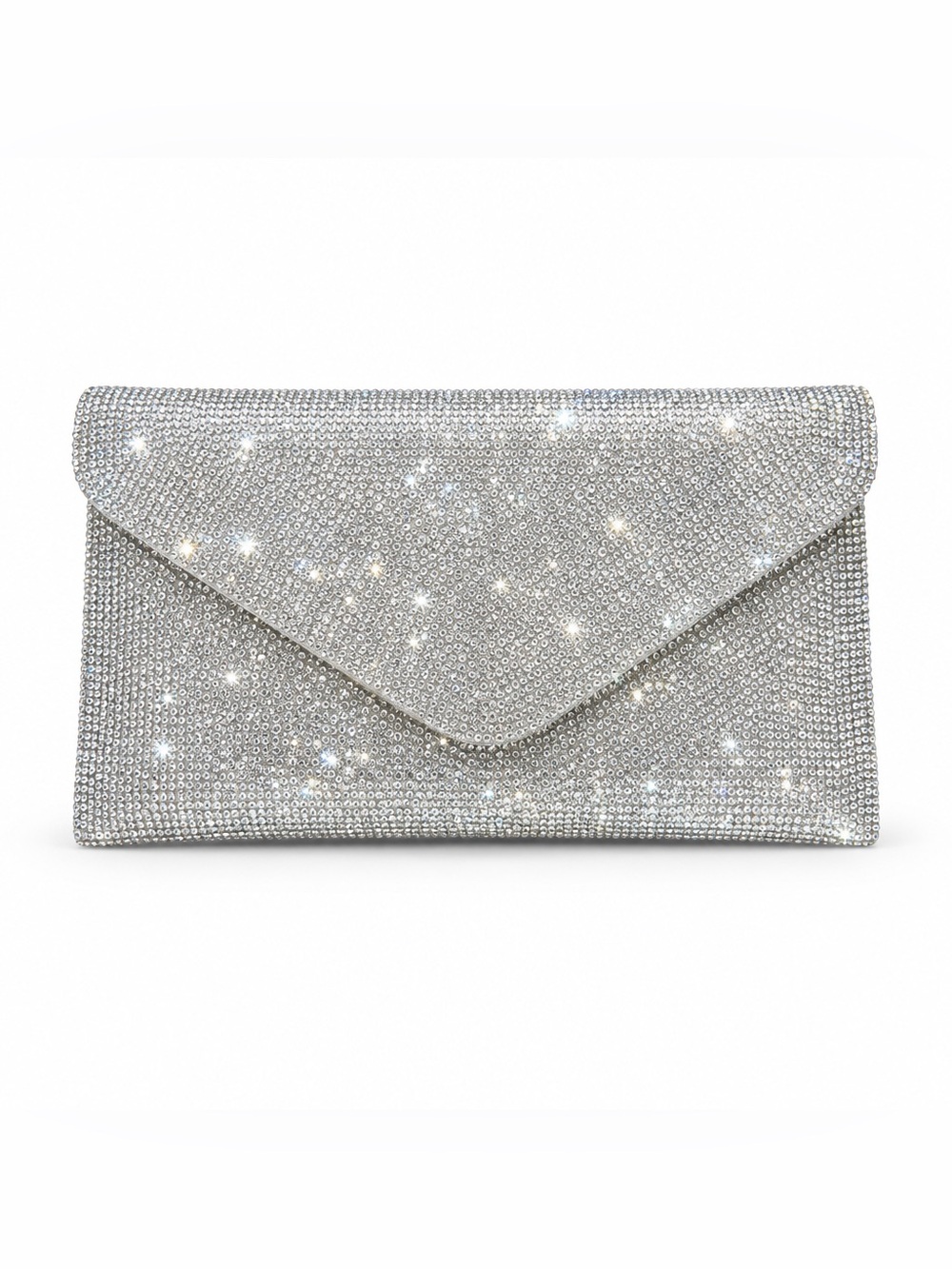 Steve Madden Silver Crystal Envelope Clutch